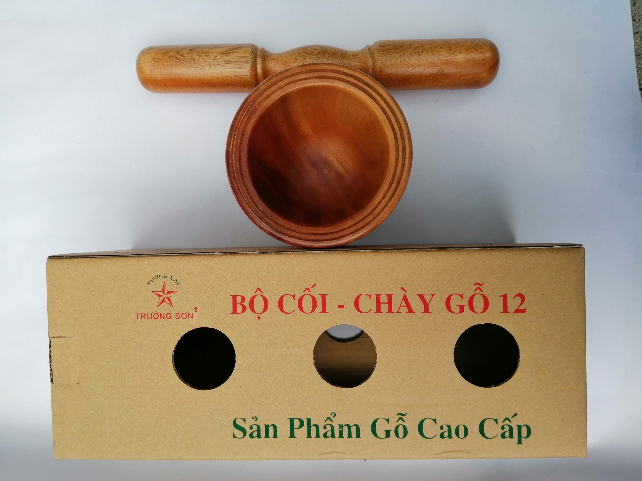 Chày Cối Gỗ Cao Cấp - Bộ Cối &amp; Chày Gỗ 12 - Đồ Gỗ Nhà Bếp Chất Lượng Cao