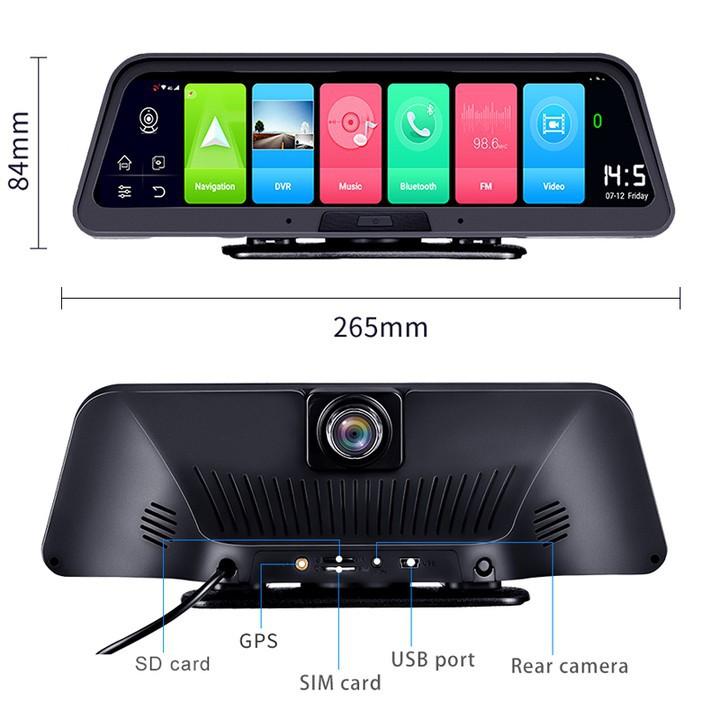 Camera hành trình taplo ô tô cao cấp thương hiệu Phisung 4G, Wifi, GPS ,10 inch - Mã: Q98 - Hàng Nhập Khẩu