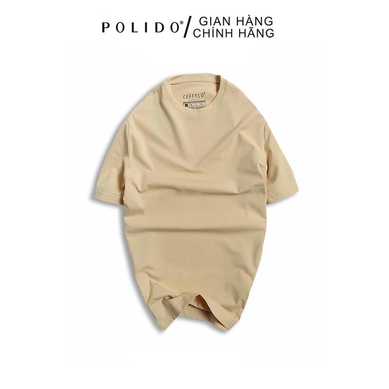 Áo Phông Trơn CEFFYLO Màu Camel Vải Cotton Co Giãn 4 Chiều