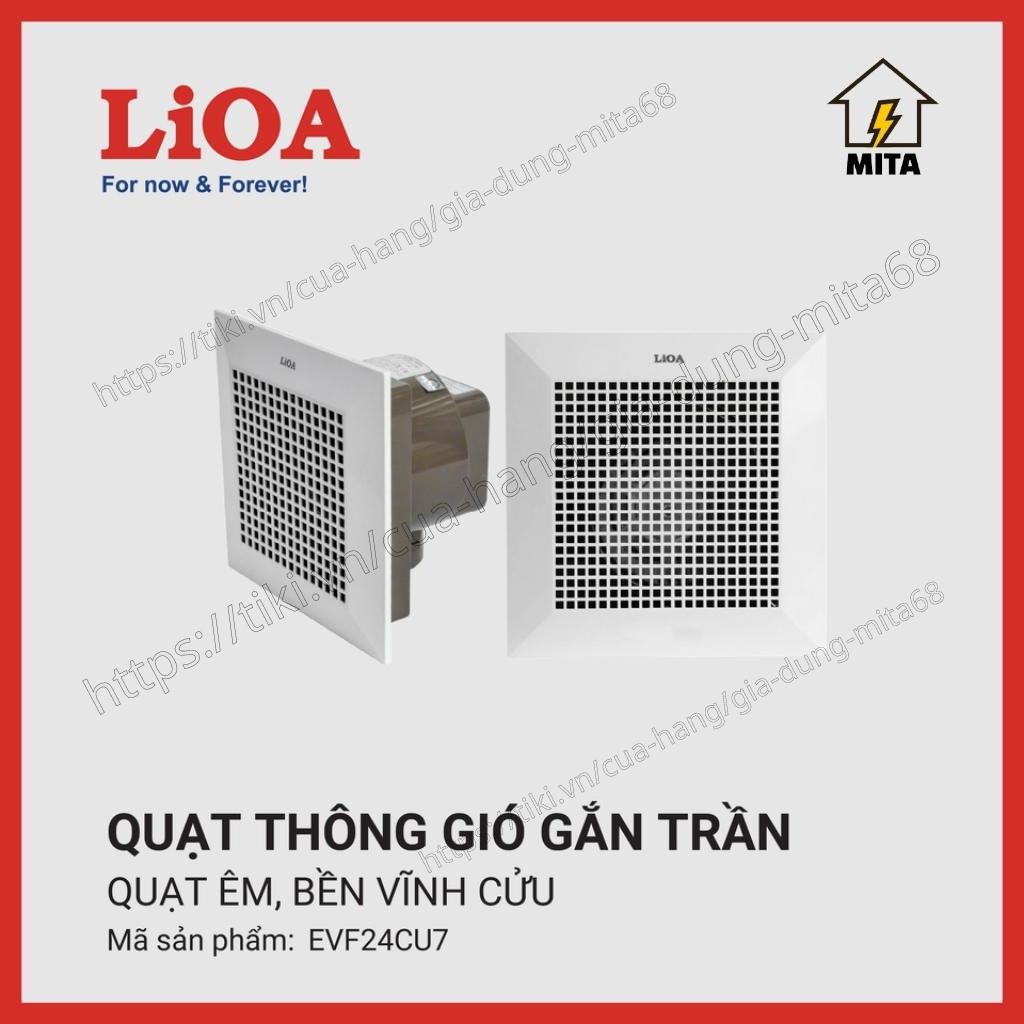 Quạt Thông Gió Gắn Trần Có Ống Hút Ngang LiOA EVF24CU7 - Hàng Chính Hãng