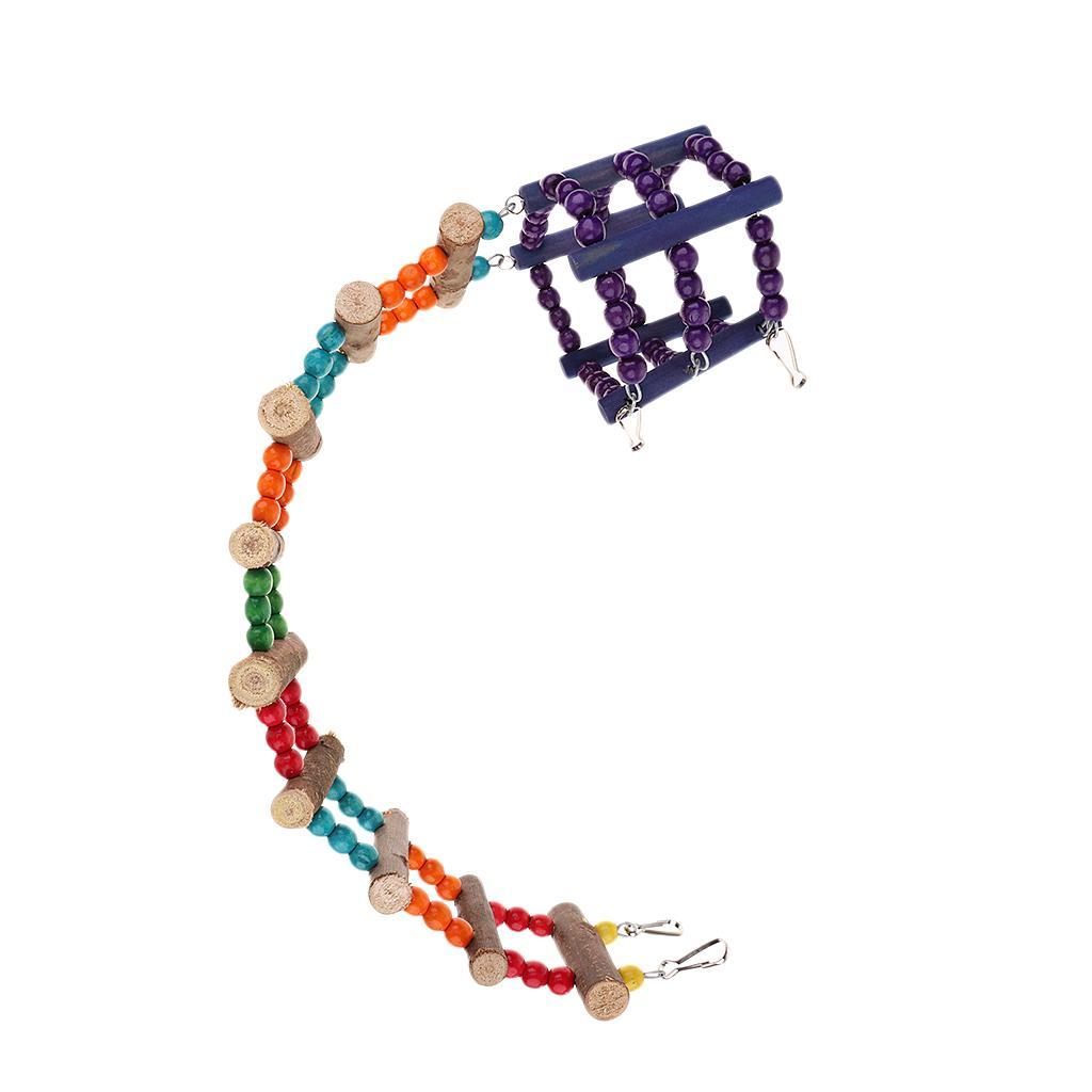 Colorful Hanging Climb Toy Parrot Hamster Wooden Ladder Swing Bridge