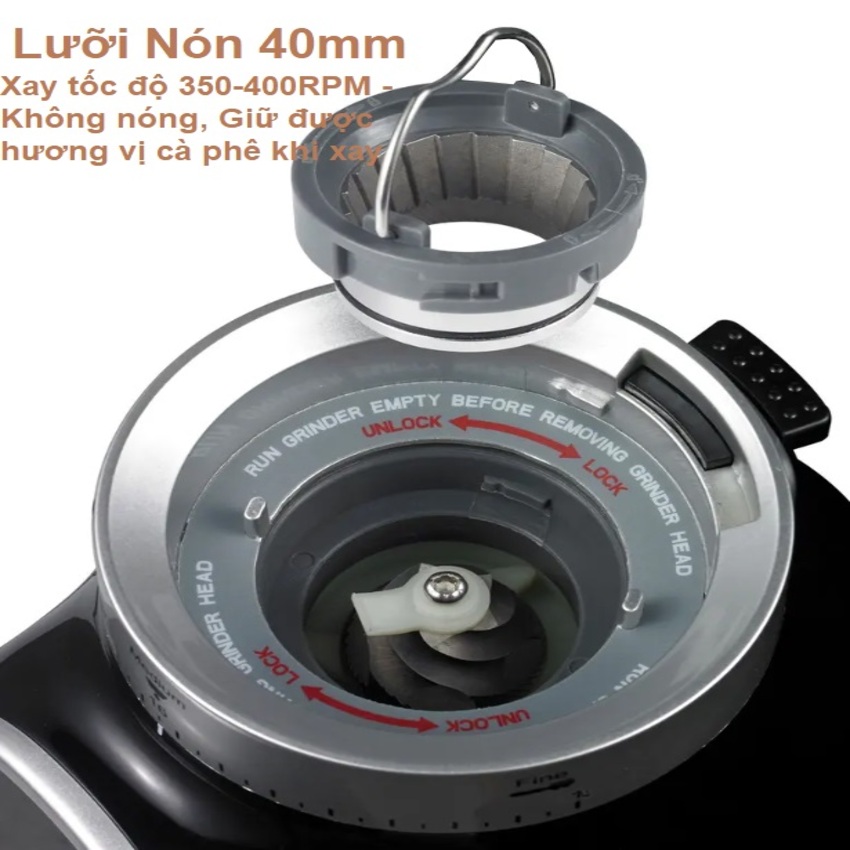 Máy xay hạt cà phê Espresso Olodo CG-001, công suất 165W, Sở hữu 31 cấp độ xay - Hàng chính hãng