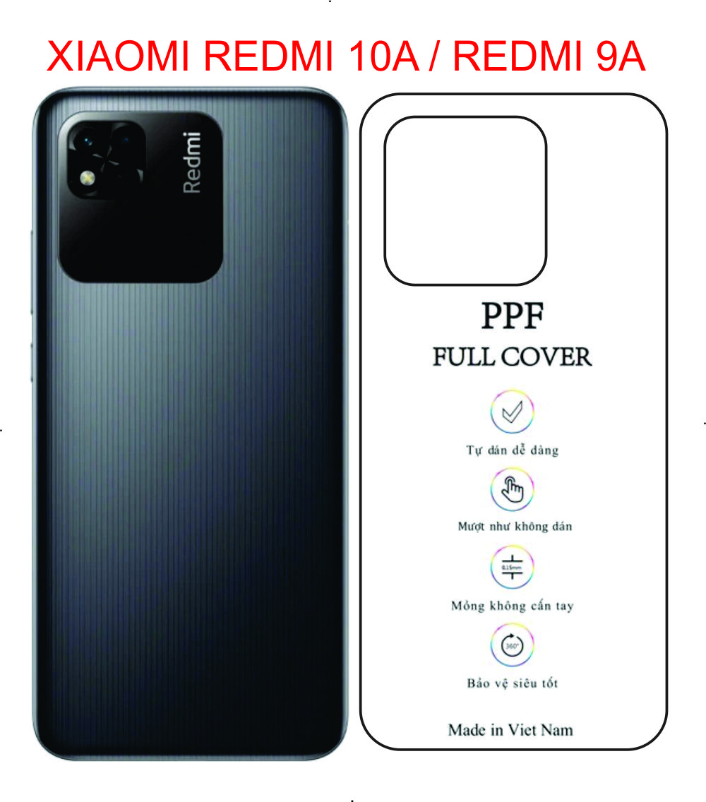 Miếng Dán dẻo PPF mặt lưng trong suốt dành cho REDMI 10A / REDMI 9A Bảo vệ mặt lưng chống trầy xước