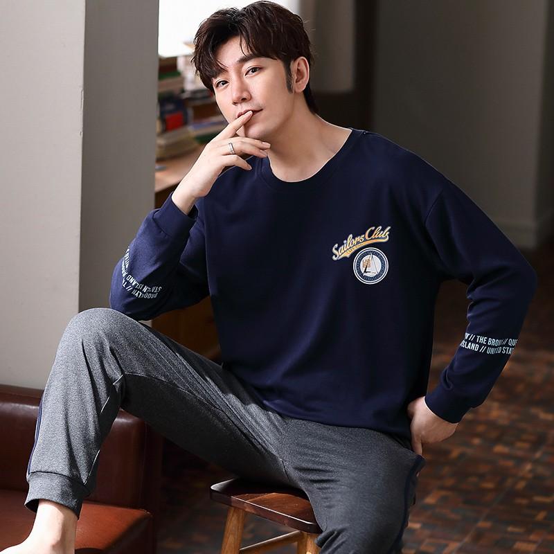 BỘ THU ĐÔNG NAM Chất vải Cotton 100% đồ ngủ nam mặc ở nhà được 4 mùa style Hàn Quốc trẻ trung