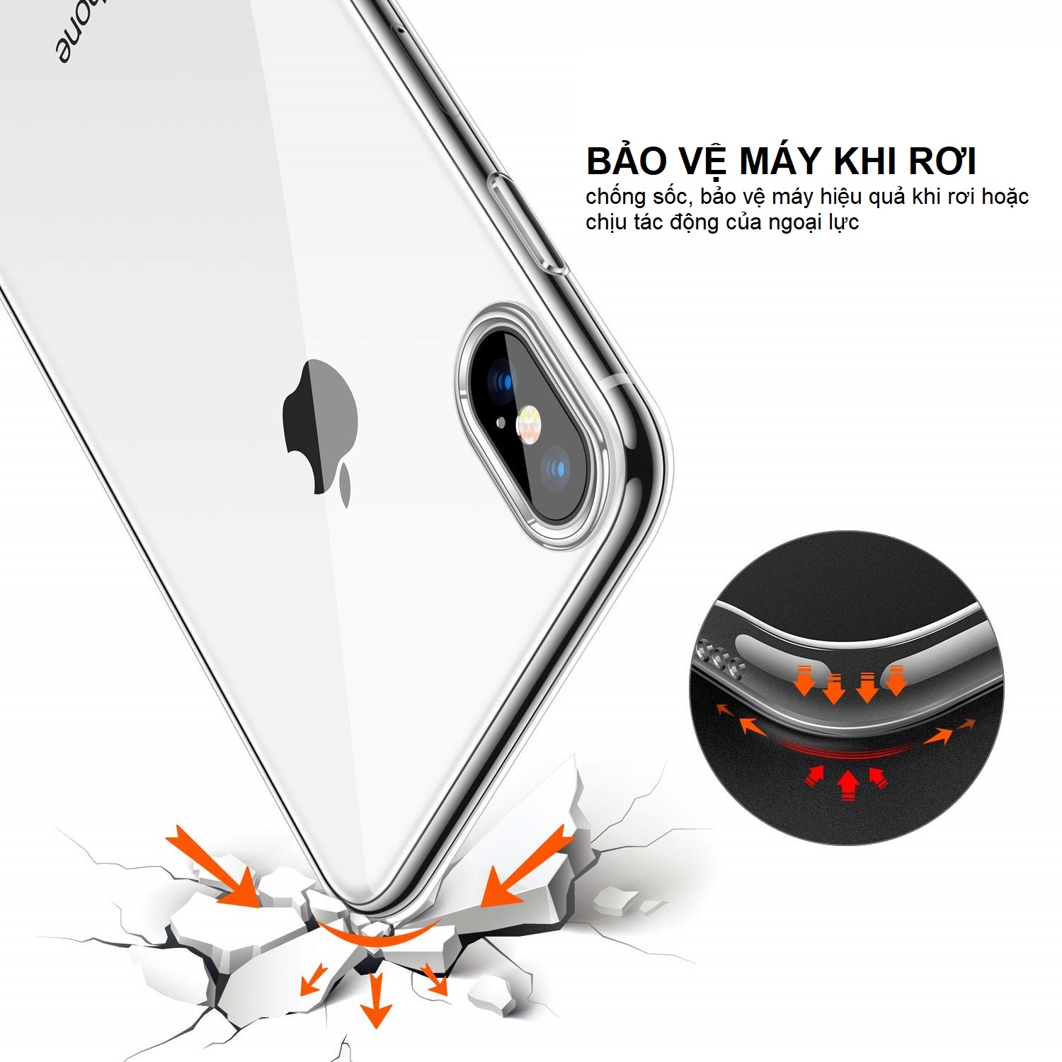 02 Chiếc Ốp Lưng Dẻo Trong Suốt Cho Iphone X / XS . Chống Trày Xước, Chống Bụi Bẩn