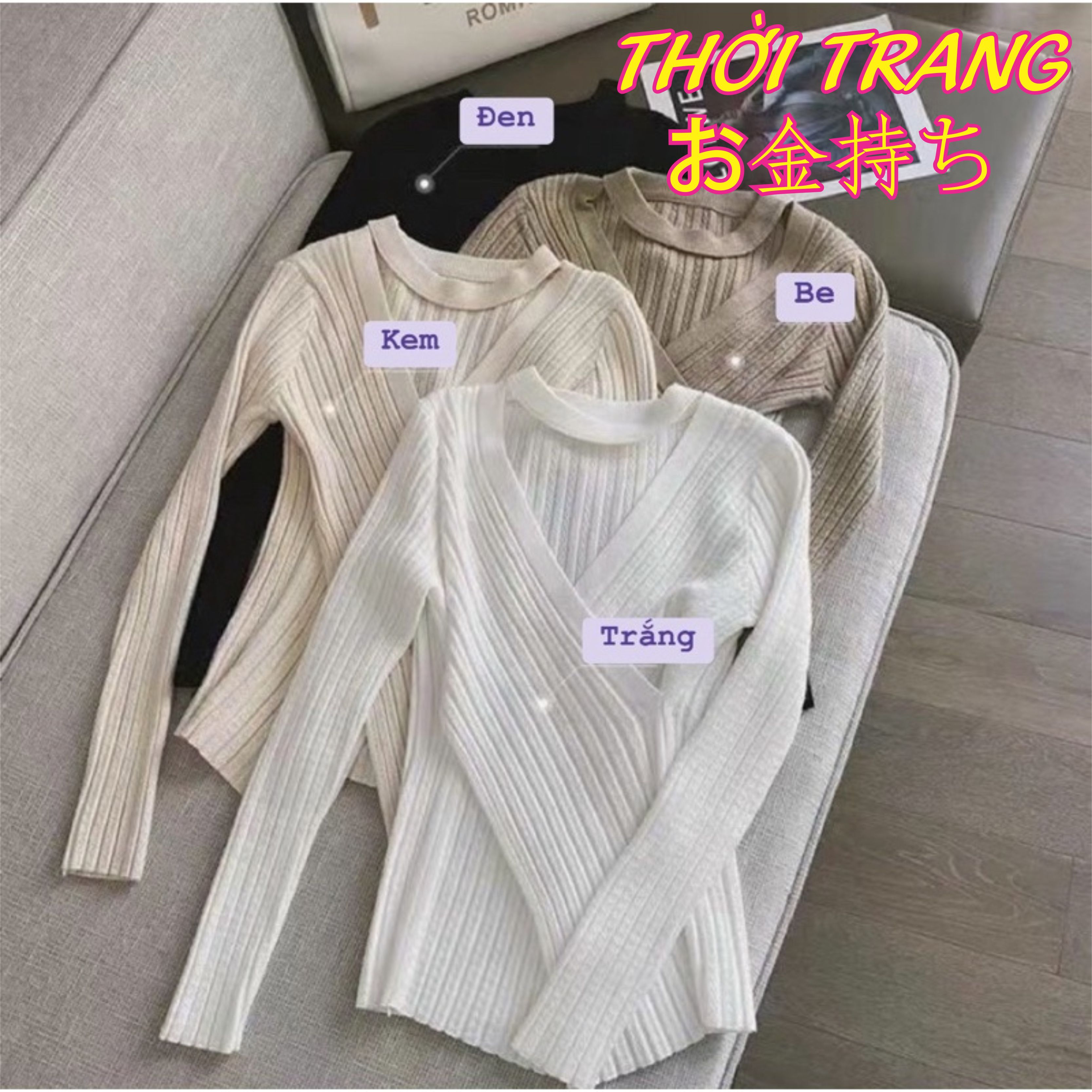 Áo len nữ vạt chéo dây cổ choker ôm dáng siêu đẹp 3432