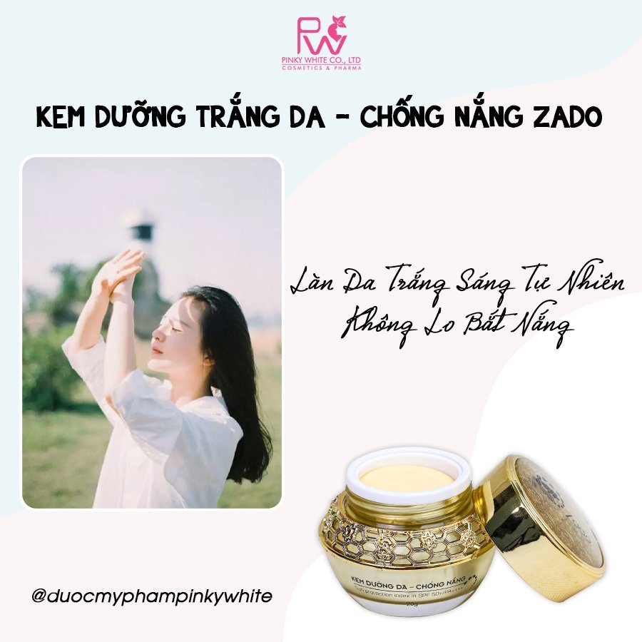 Kem Dưỡng Da Chống Nắng Zado 20g - Dưỡng trắng, chống nắng SPF50+/PA++++ ZaDo chính hãng