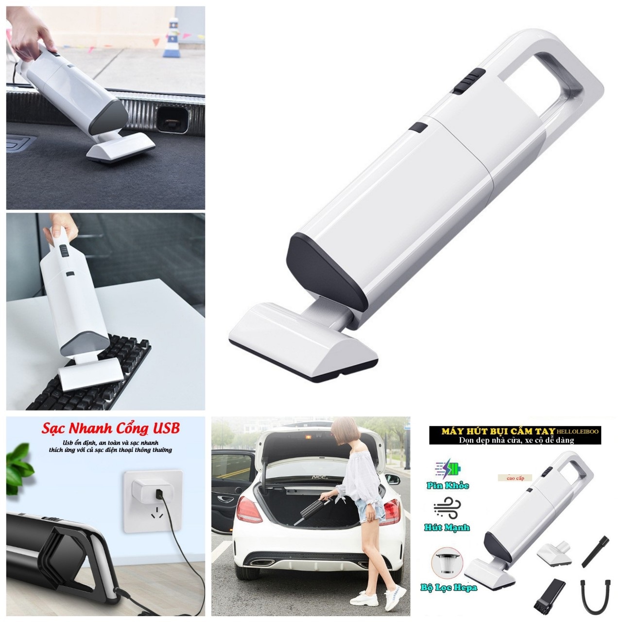 Máy hút bụi cầm tay không dây mini AIKESI bản nâng cấp siêu khỏe lực hút cực mạnh hàng cao câp mẫu mới cho ô tô nhà cửa sạch sẽ
