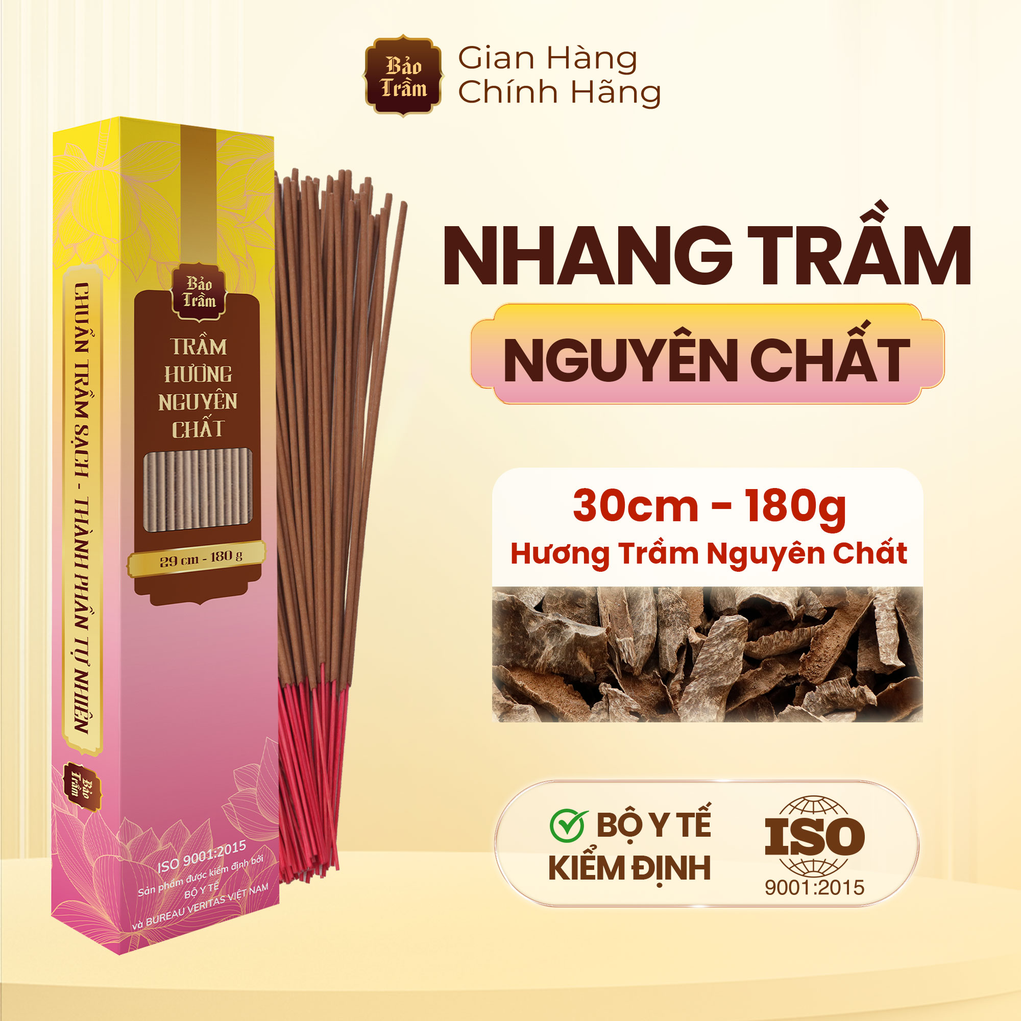 Nhang Trầm Nguyên Chất Bảo Trầm 30cm 180g | Tự Nhiên, An Toàn Sức Khỏe