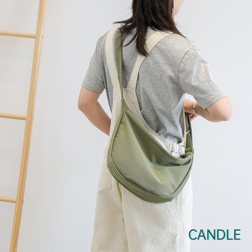 Túi Đeo Chéo Vải Canvas Cỡ Lớn Màu Trơn Thời Trang Cho Nữ