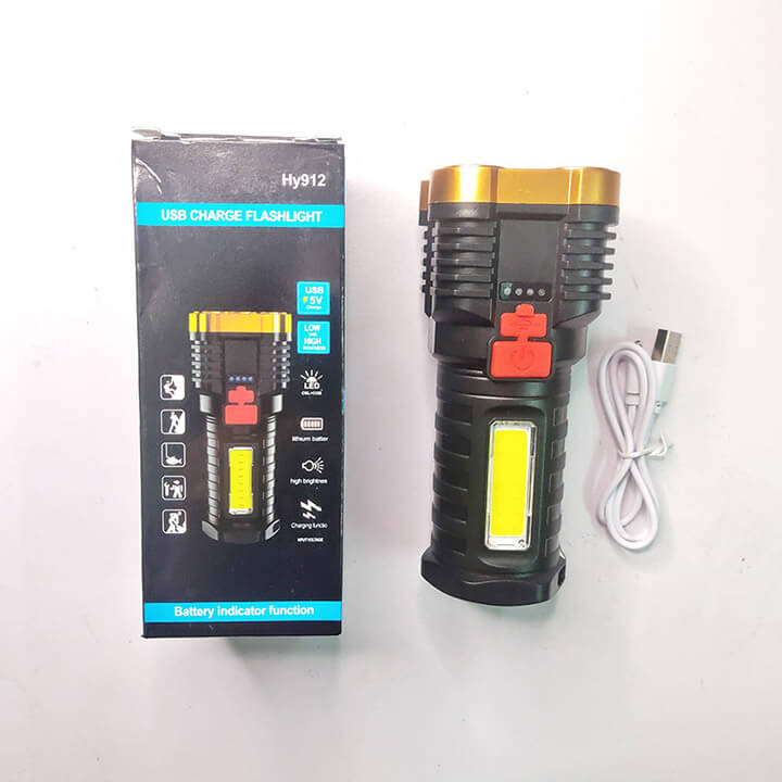 Đèn pin chống nước cầm tay siêu sáng 5 bóng, pin trâu đèn pin led sạc tích điện 4 chế độ sáng