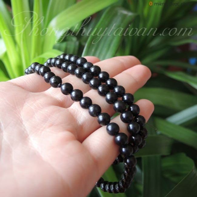 Vòng tay Chuỗi hạt Phong Thủy " Phật " 108 hạt đen 6mm kèm hộp