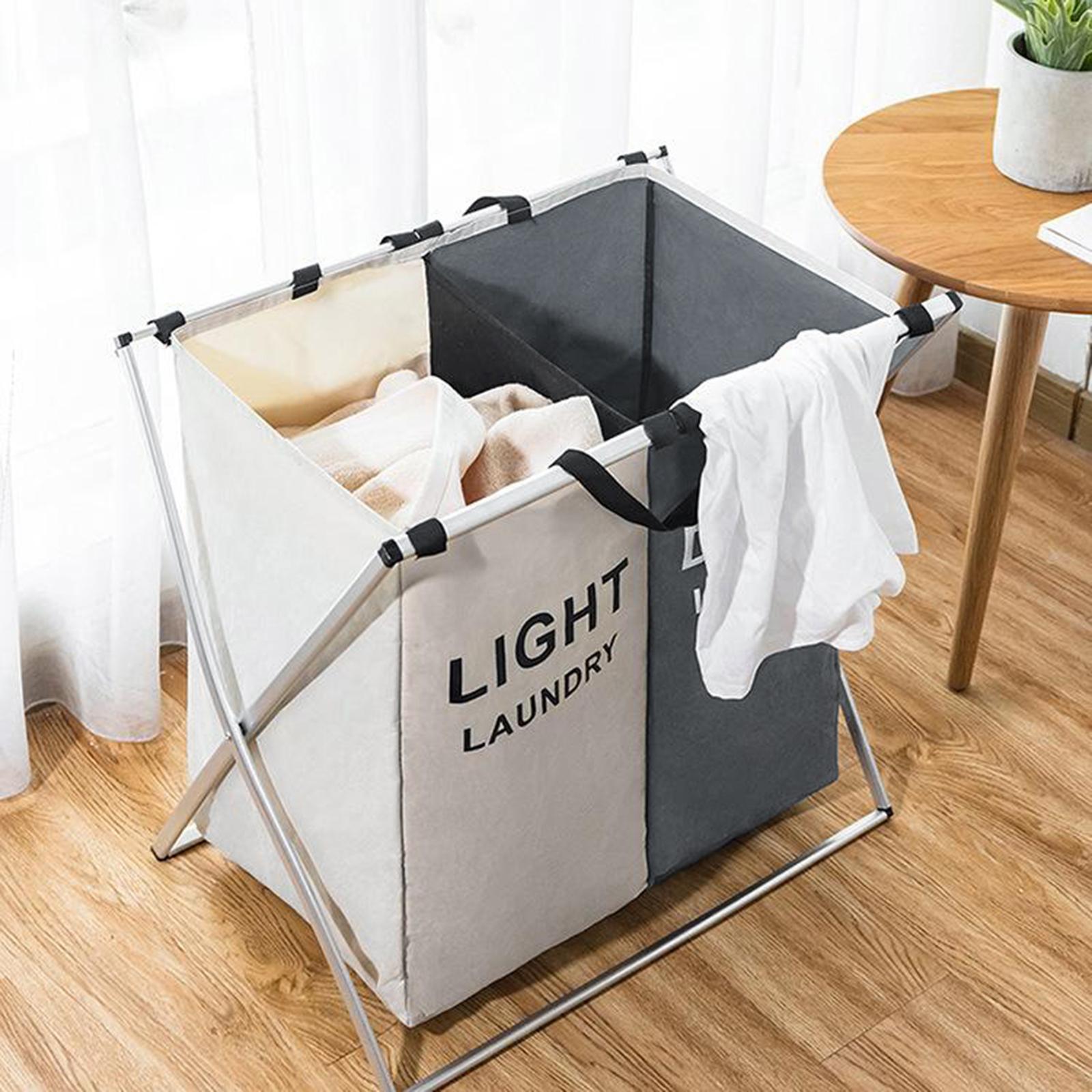 Laundry Cloth Hamper Sorter Basket Bin with Aluminum Frame Washing Storage