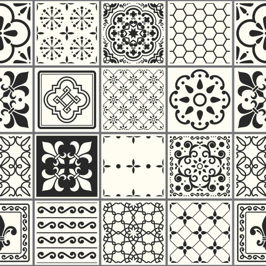 Set 48 Ô 15x15 Decal Gạch Bông 60x180cm - B10