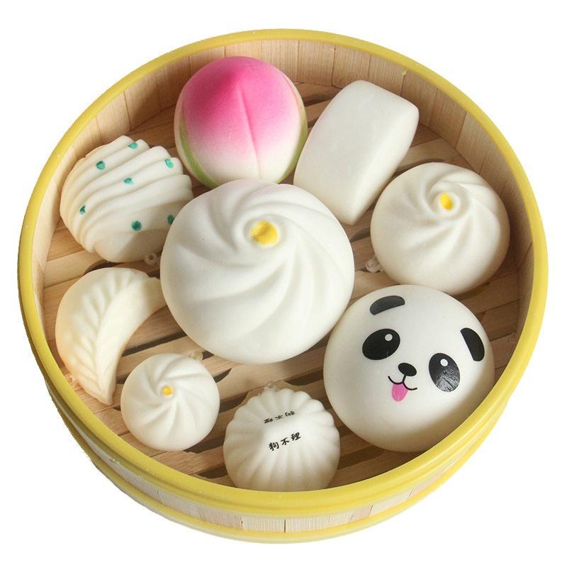 50 mẫu Squishy Mochi Hộp bánh bao flan tròn siêu đàn hồi mềm mịn dễ thương xả stress