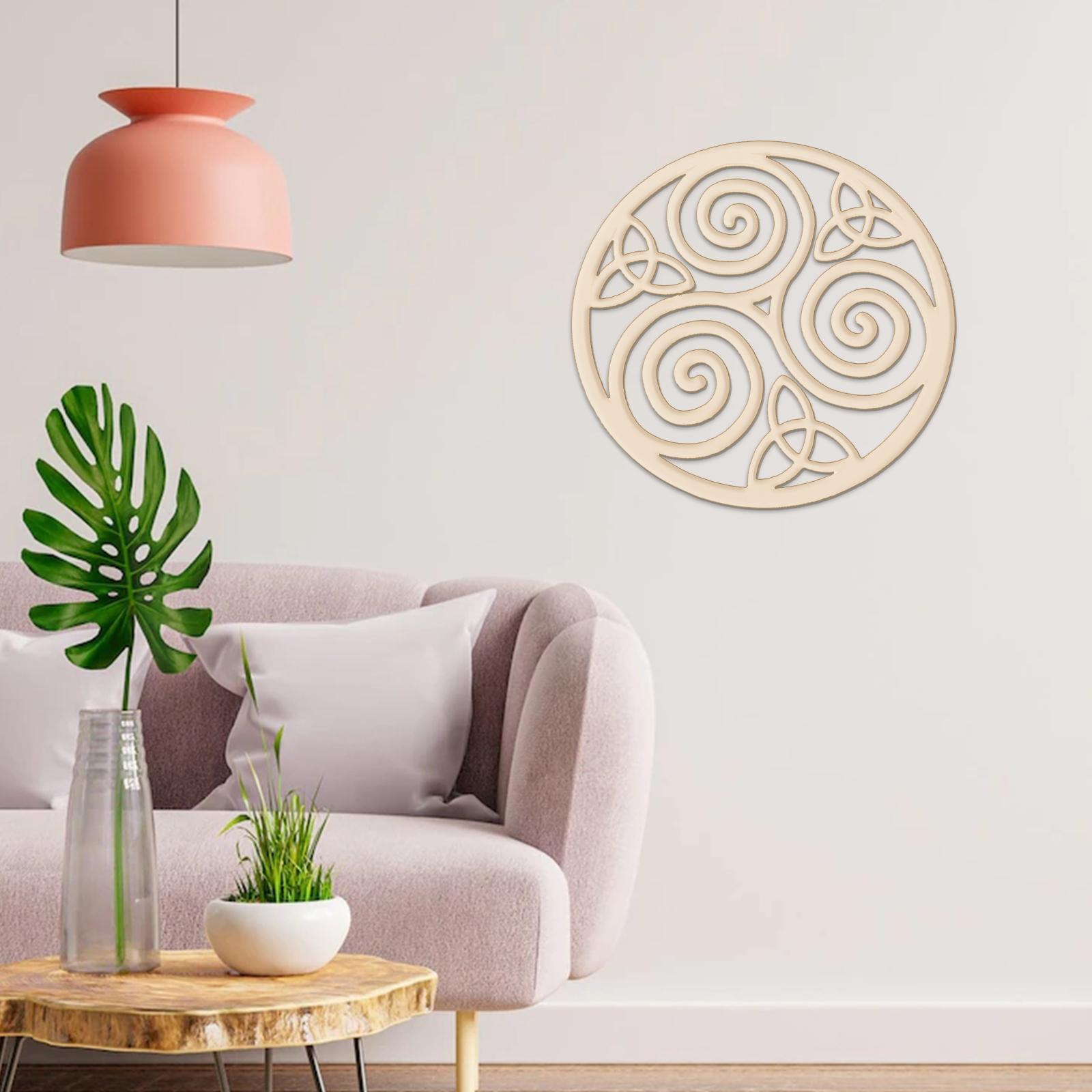 Wooden Wall Art Sculpture Sacred Geometry Pendant for Zen Bedroom Ornament Decor