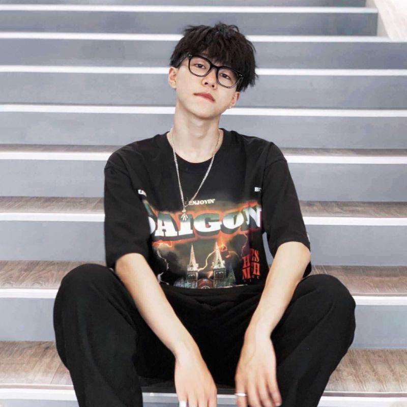 Áo thun unisex tay lỡ Hades Saigon Spirit Black đầy đủ tag cổ tag tay- Hany shop