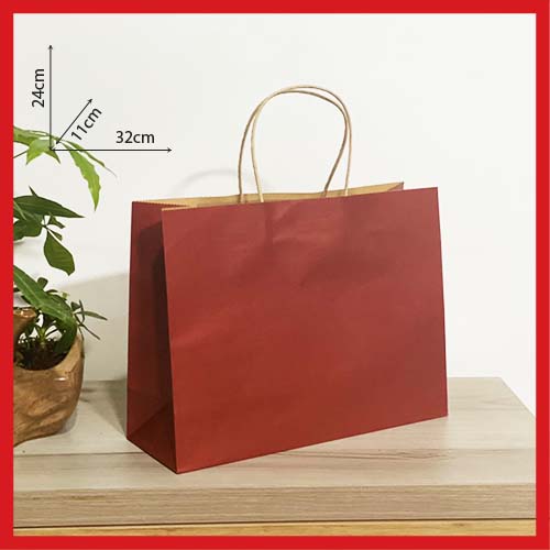 100 TÚI KRAFT ĐỎ ĐẬM 32X24X11CM