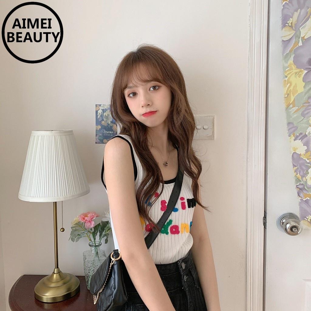 ♙☼┅Áo dệt kim sát nách màu trơn thời trang dành cho nữ