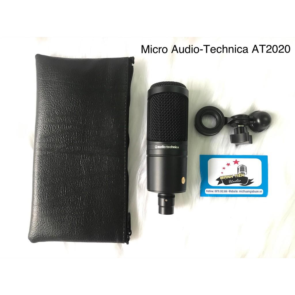 Micro thu âm Audio technica AT2020 + nguồn 48v + canon 2m + xlr 3.5 sang trọng, cao cấp hát karaoke live stream