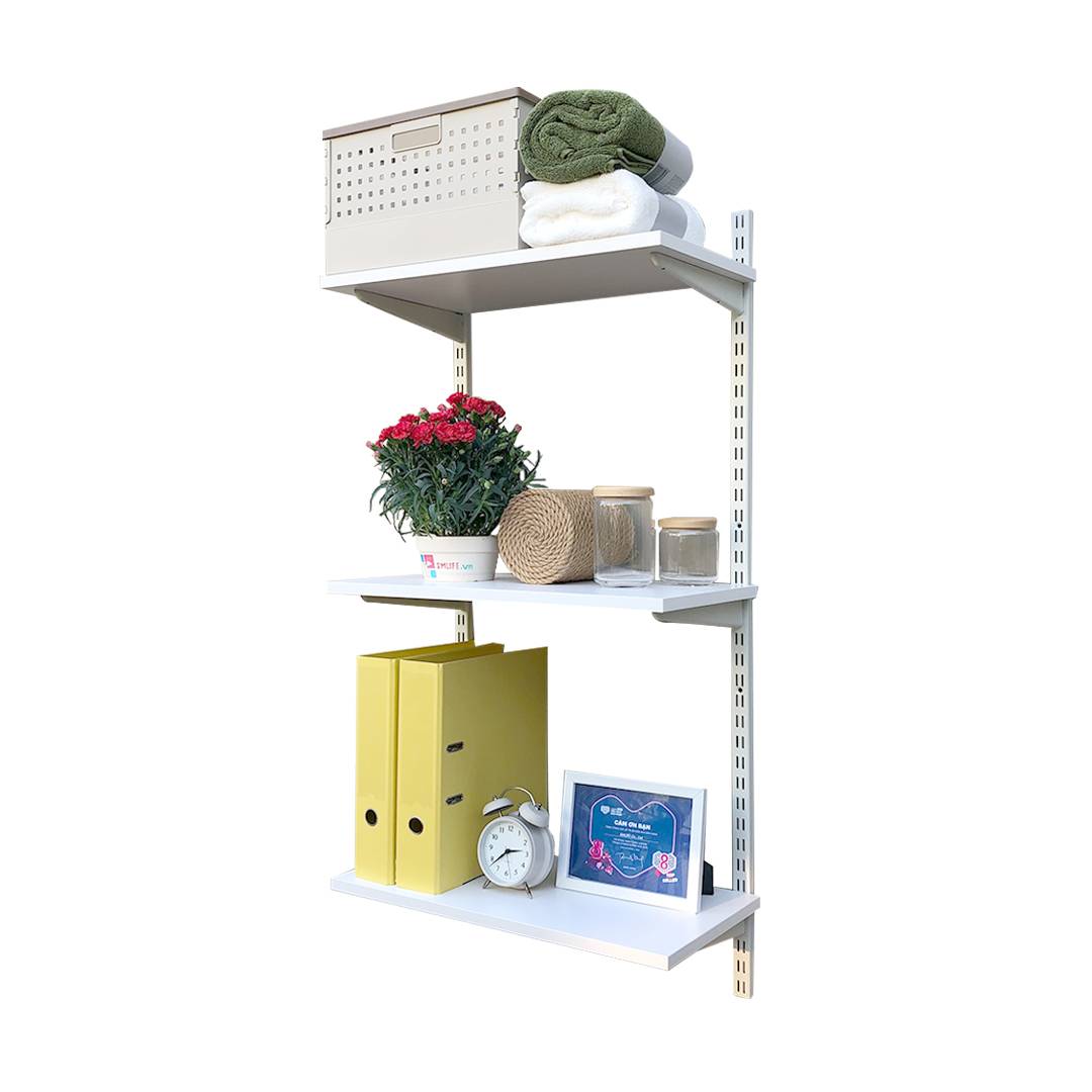 Kệ Ray Tường SMLIFE Railshelf 3 Tầng H120cm - Kệ Sách Treo Tường Tùy Biến Kích Thước & Vị Trí Hiện Đại Cho Căn Hộ Nhỏ