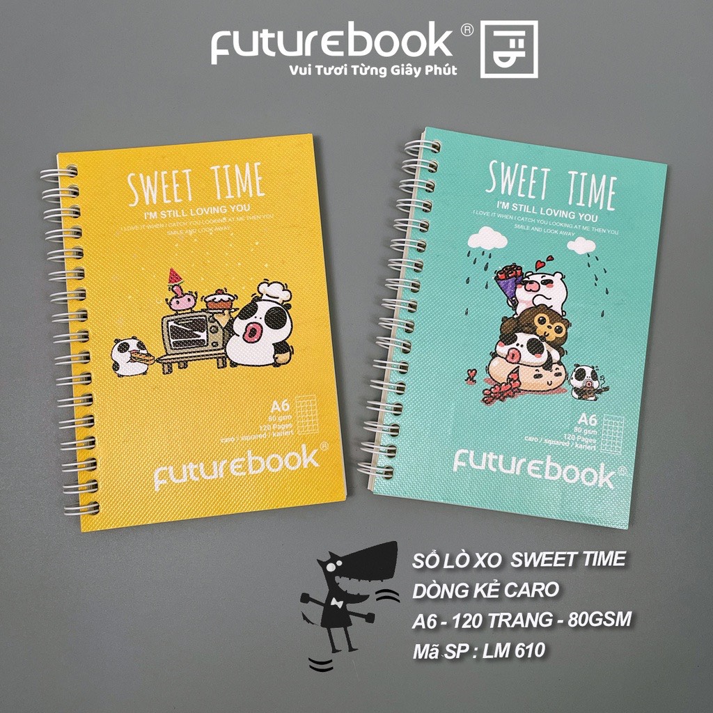 FUTUREBOOK - Sổ Lò Xo Bìa Mềm A6-Dòng Kẻ Caro -Định Lượng 80GSm -120 Trang. Mã SP LM610