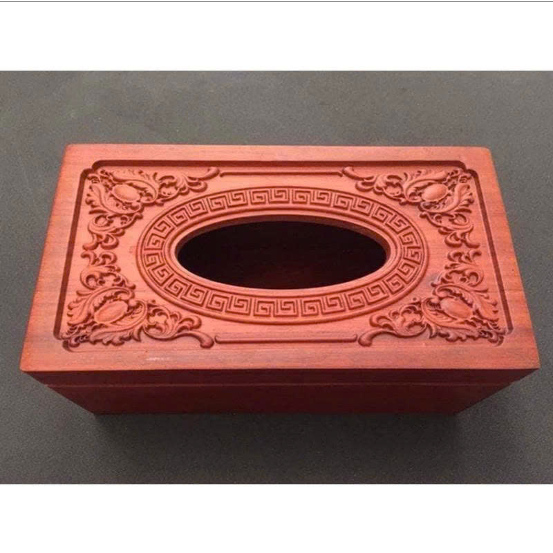 Hộp Đựng Giấy Ăn Gỗ Hương Tự Nhiên - Kích Thước 22x12x10cm Trạm Khắc Tinh Sảo Phù Hợp Làm Quà Tặng