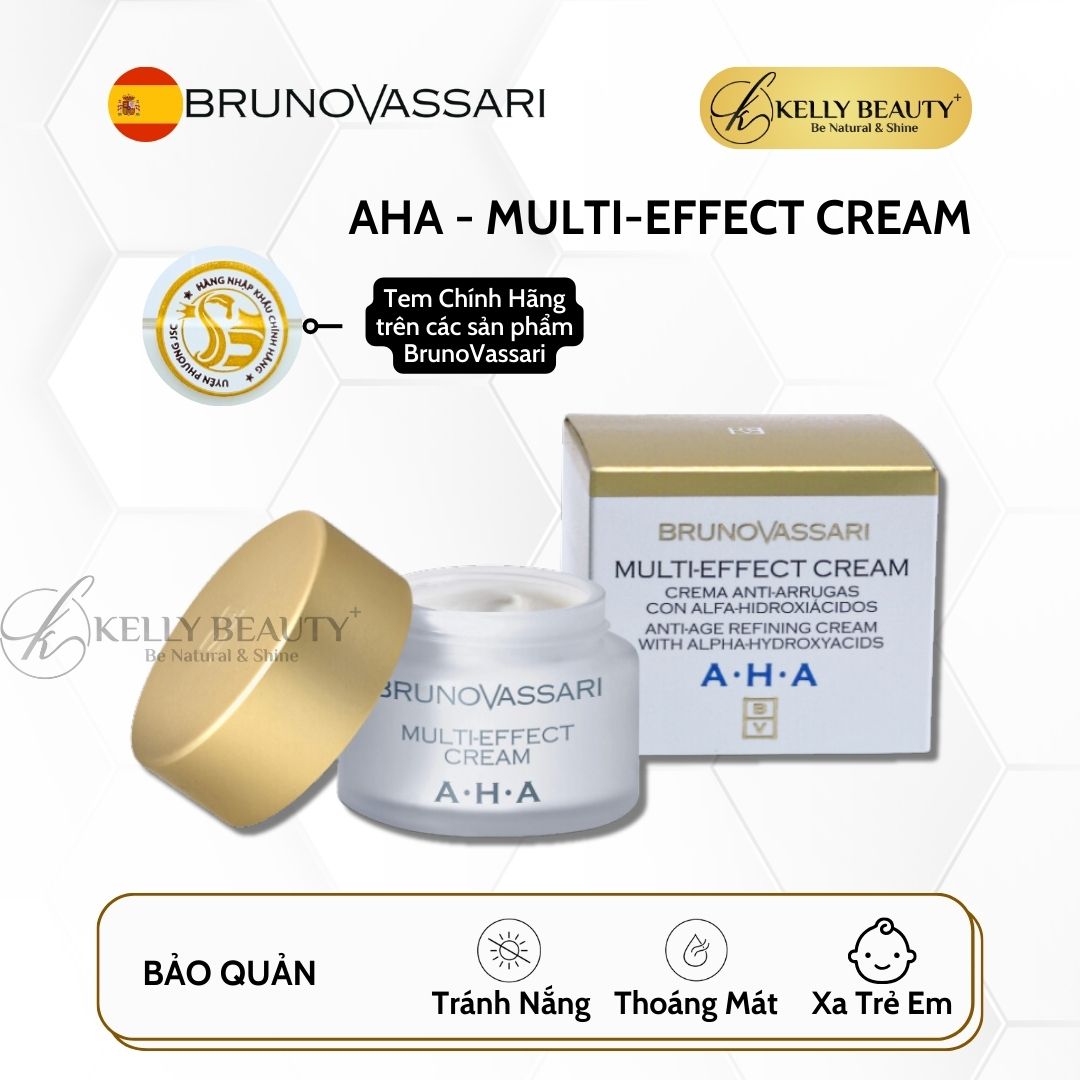 Kem Dưỡng Sáng Da Mờ Nếp Nhăn AHA Multi-Effect Cream - Bruno Vassari | Kelly Beauty