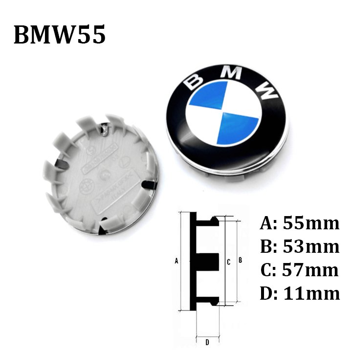 1 chiếc logo chụp mâm, ốp lazang ô tô, xe hơi BMW đường kính 68mm BMW68