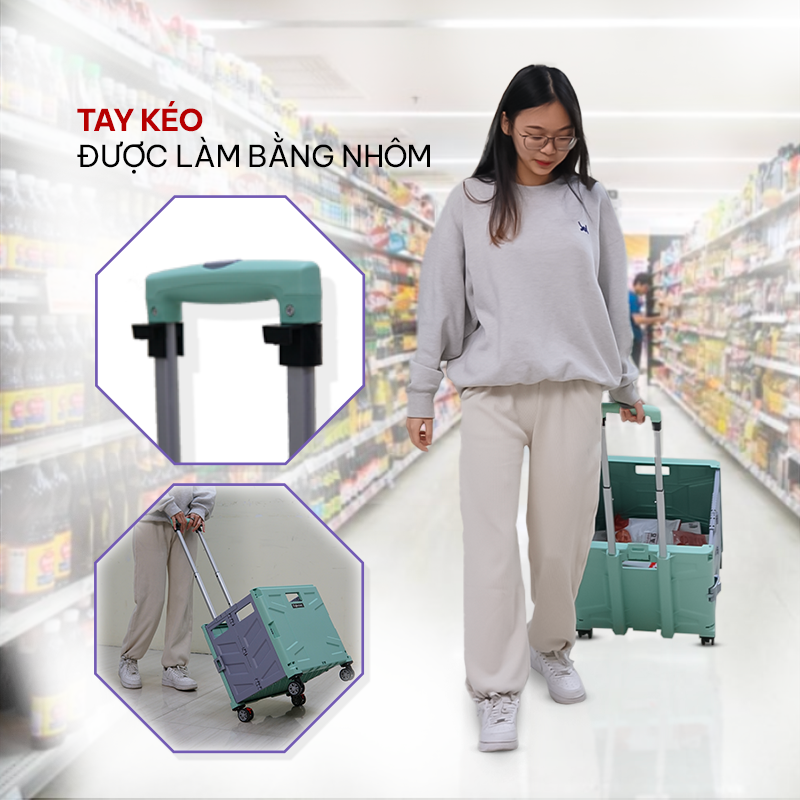 Xe kéo hàng đi chợ rút gọn FUJIHOME ST-250, Hỗ trợ vận chuyển các loại hàng hóa nặng(55kg), Bảo hành điện tử toàn quốc 12 tháng