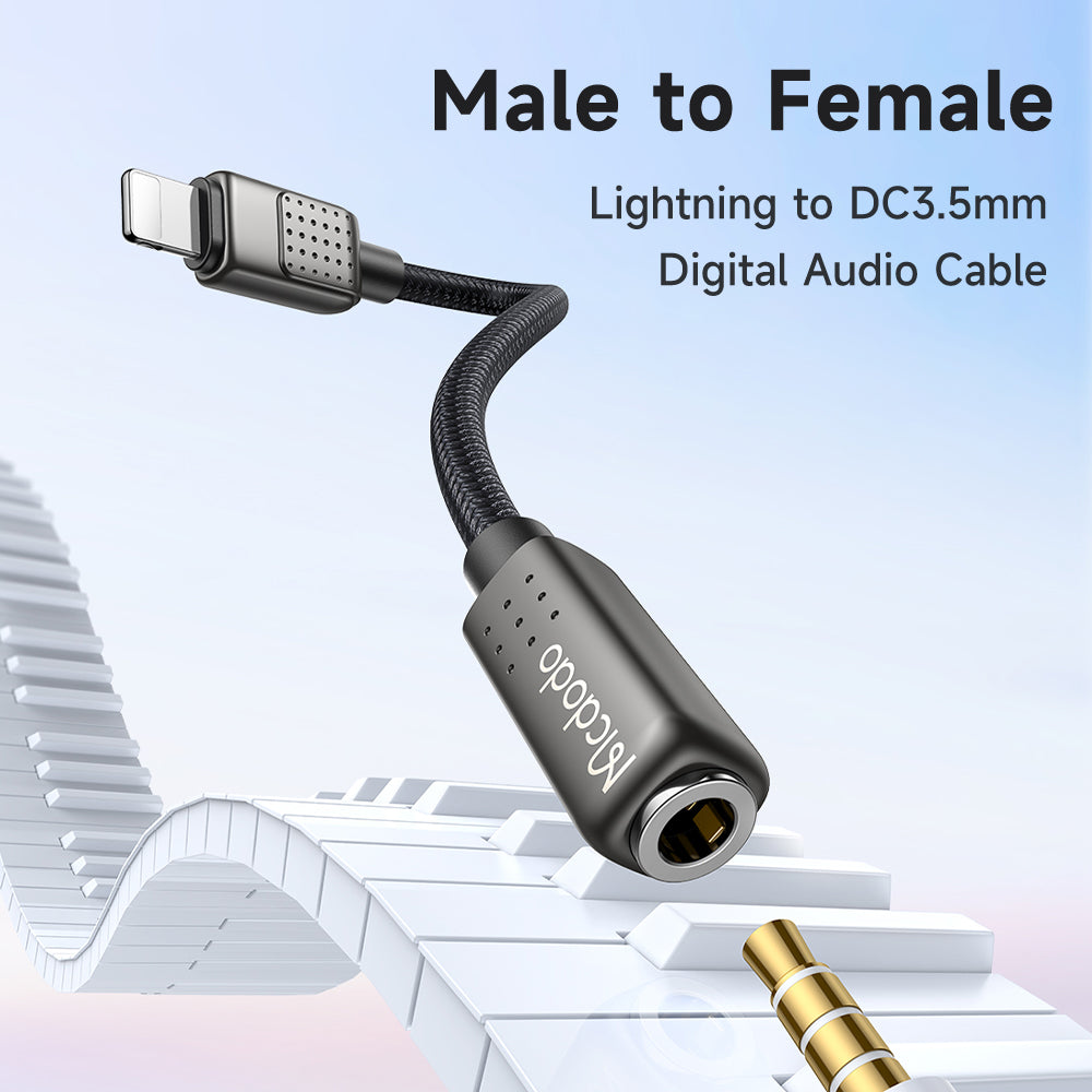 Đầu Chuyển iP Sang Audio 3.5mm Mcdodo Raindrops Series iP to DC3.5 Female (11cm) (Hàng chính hãng)