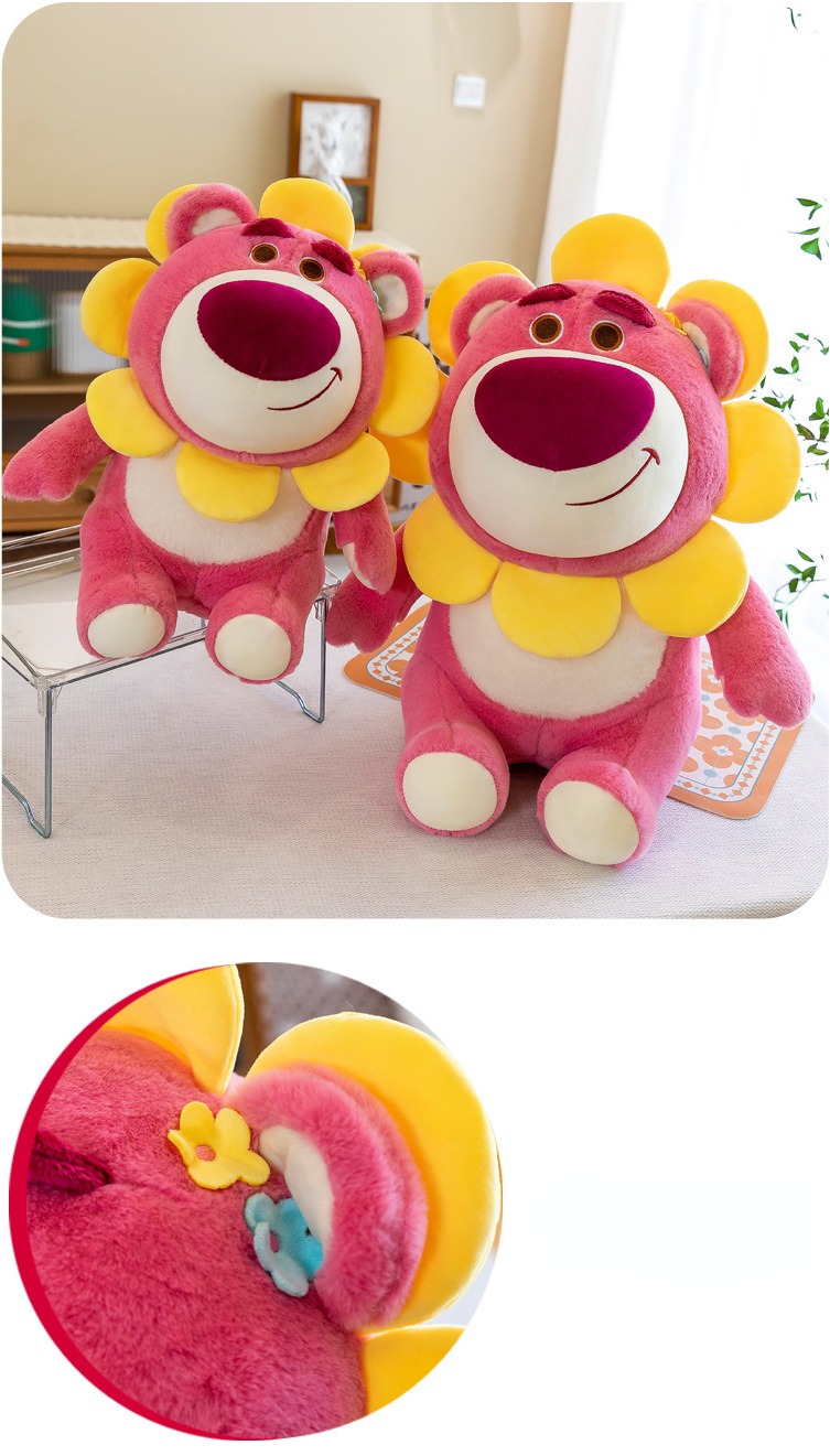 Gấu bông dây tây siêu dễ thương – Quà tặng thú nhồi Lotso mặt hoa hướng dương sunflower – Size từ 30 đến 55 cm – Gối ôm hugging bear cho bé ngủ ngon