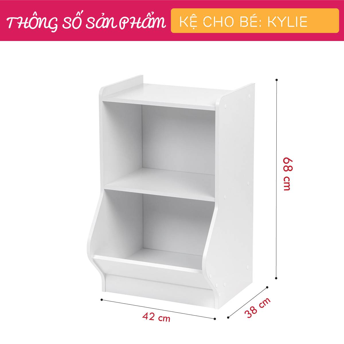 Kệ để đồ chơi cho bé SMLIFE Kylie | Gỗ MDF dày 17mm chống ẩm | D42xR38xC68cm