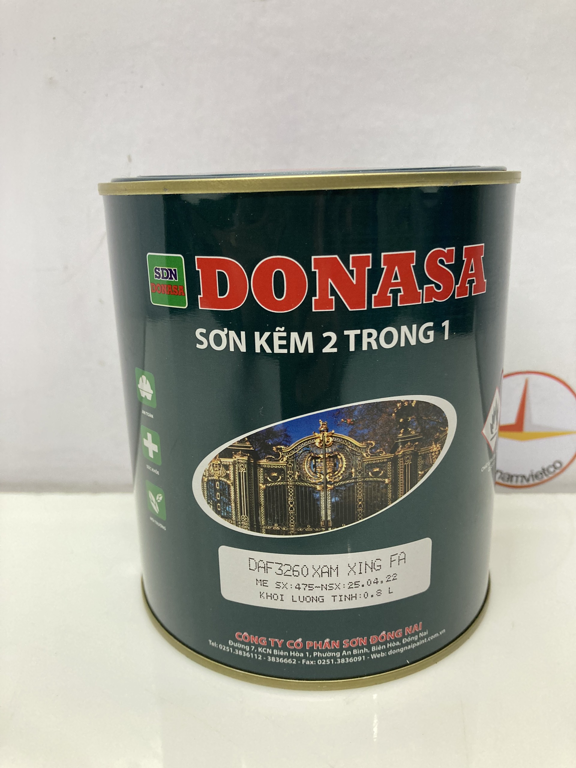 Sơn Sắt Kẽm Donasa  2 trong 1 màu DAF 3260 Xingfa xám _ 800ml