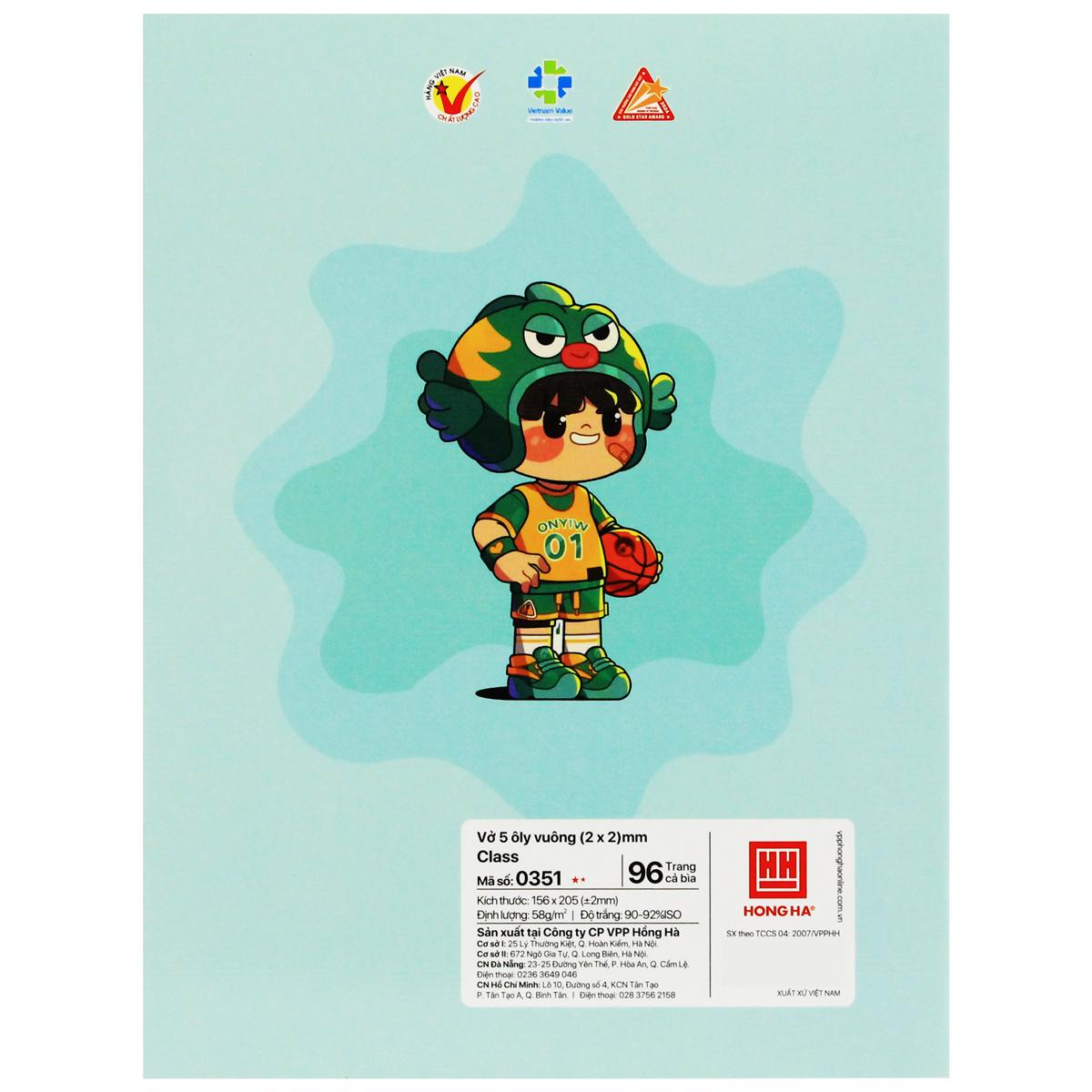 Tập Class Happy Day - 5 Ô Ly Vuông - 96 Trang 58gsm - Hồng Hà 0351 (Mẫu Bìa Giao Ngẫu Nhiên)