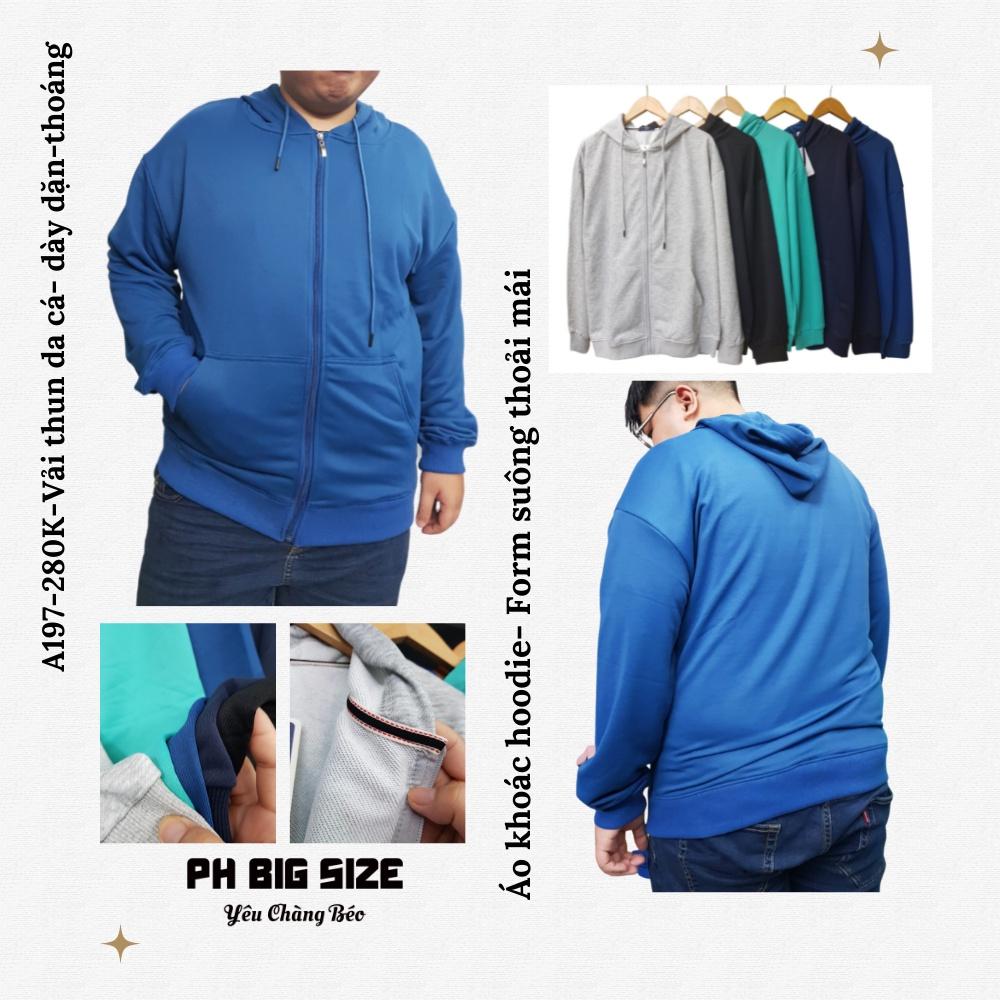 Áo khoác Bigsize 80kg - 125kg | Áo khoác hoodie ngoại cỡ | A197