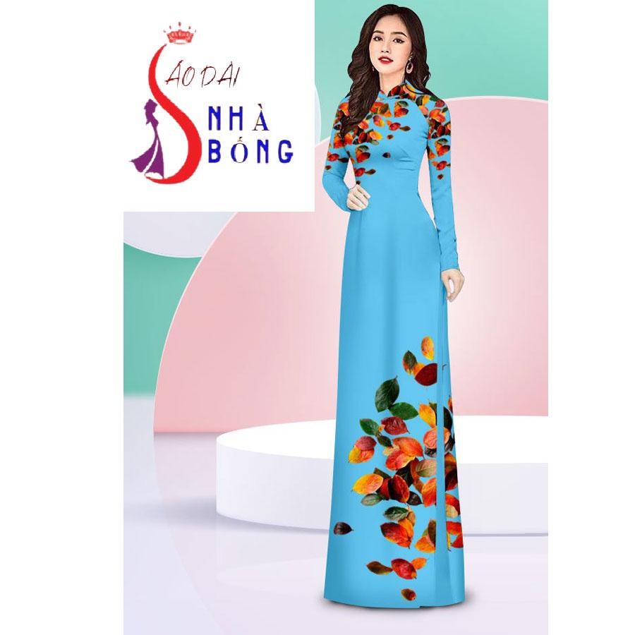 Vải may áo dài cao cấp in họa tiết hoa 4D - V08 (nguyên bộ