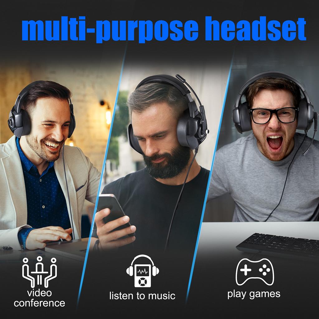 Gaming Headset with Microphone RGB Colorful LED Headphone for PS4