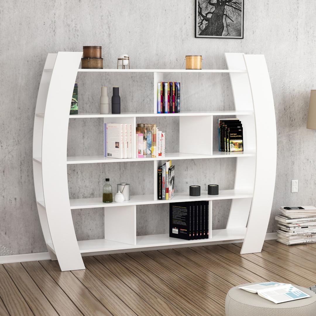 Kệ sách gỗ hiện đại SMLIFE Balega | Gỗ MDF dày 17mm chống ẩm | D188xR33xC150cm