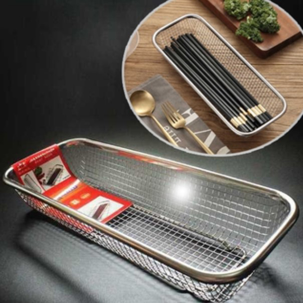 Rổ Dài Inox Đựng Muỗng Đũa Không Rỉ Sang Trọng