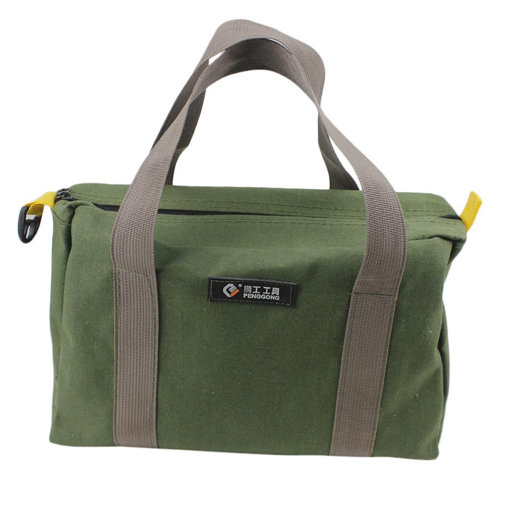 3x 12" Canvas Tool Bag Functional Green Multipurpose Toolkit Storage Tote