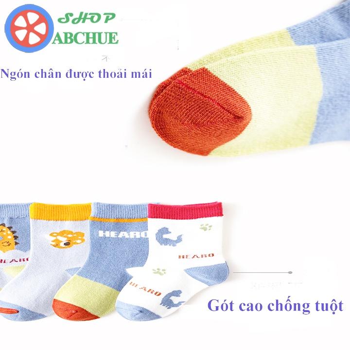 Tất Vớ Trẻ Em Minliu Hình khủng long Cho Bé Từ 1 – 12 Tuổi Chất Cotton Set 5 Đôi