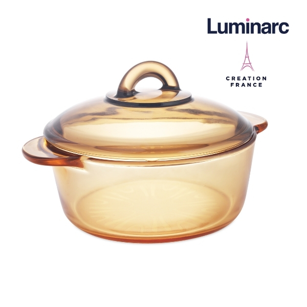 Bộ 2 Nồi Thủy Tinh Luminarc Vitro Amberline Granite 1,5L/2L (Bảo Hành 10 Năm) -LUGR152