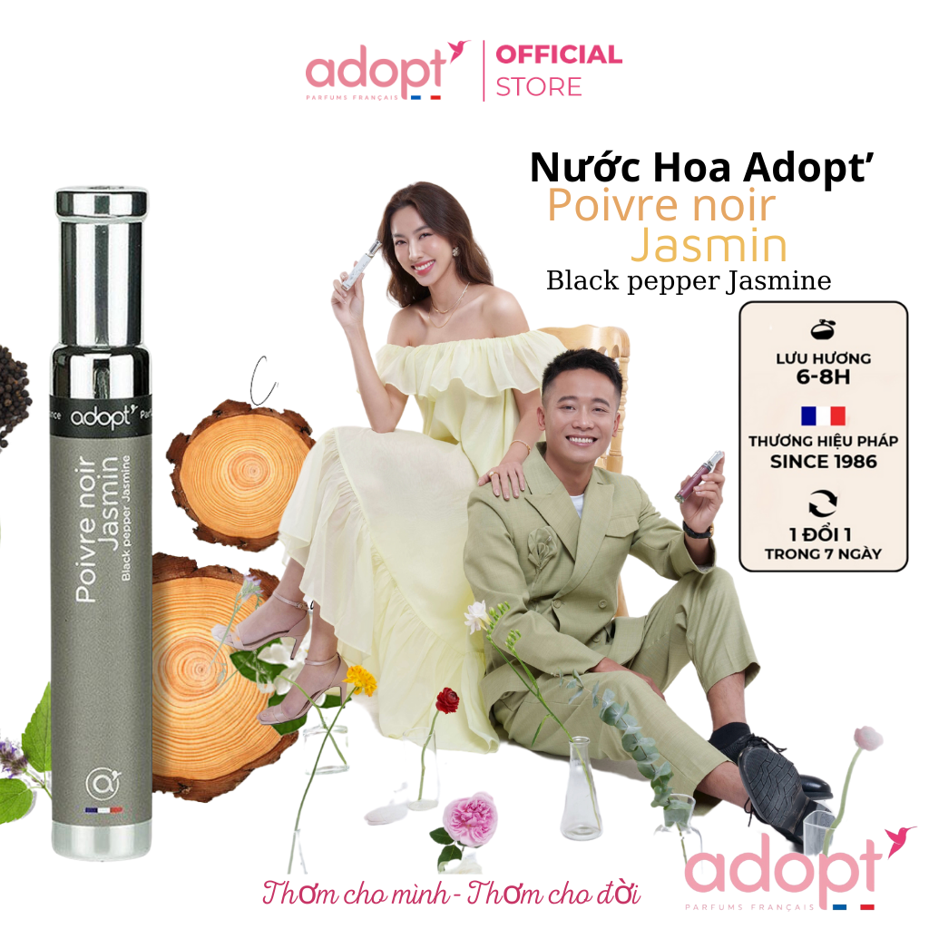 Nước hoa chính hãng,nước hoa adopt Poivre Noir Jasmin hương thơm ấm áp phong cách trẻ trung nam tính dung tích 30ml