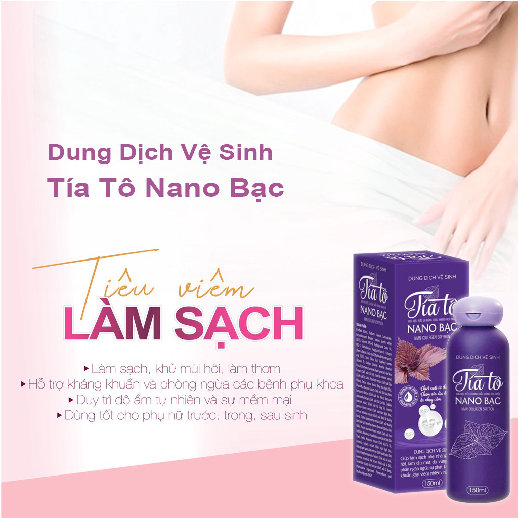 Chai dung dịch vệ sinh phụ nữ tía tô Nano bạc hà  ,  15oml làm sạch , kháng khuẩn chiết xuất từ thiên nhiên