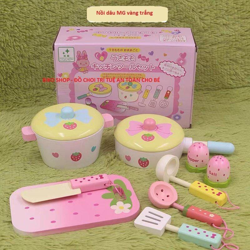 Đồ chơi nồi chảo dâu tây bằng gỗ cho bé