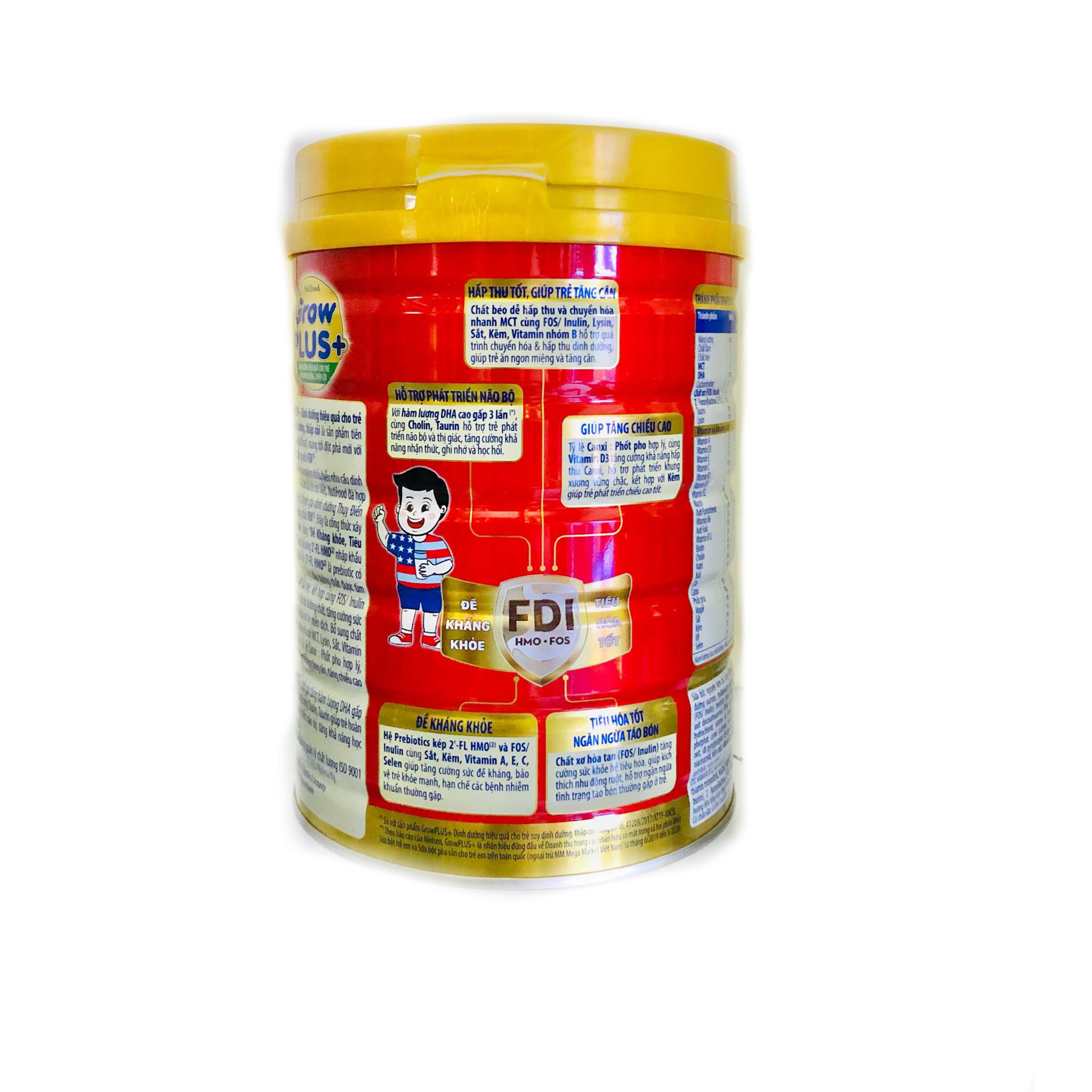 Sữa bột GrowPLUS+ Đỏ 900 Gr : sữa dành cho trẻ từ 1- 10 tuổi bị suy dinh dưỡng thấp còi (mẫu mới) của NutiFood