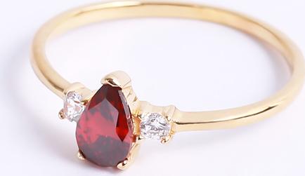 Nhẫn bạc đá đỏ giọt lệ minimalist Gix Jewel N13