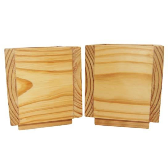 Combo 2 Chậu Cây Bằng Gỗ Tự Nhiên Kích Thước 13x13cm
