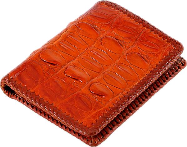 Ví Nam Da Cá Sấu Đan Viền Kiểu Đứng Huy Hoàng HT2756 - Vàng